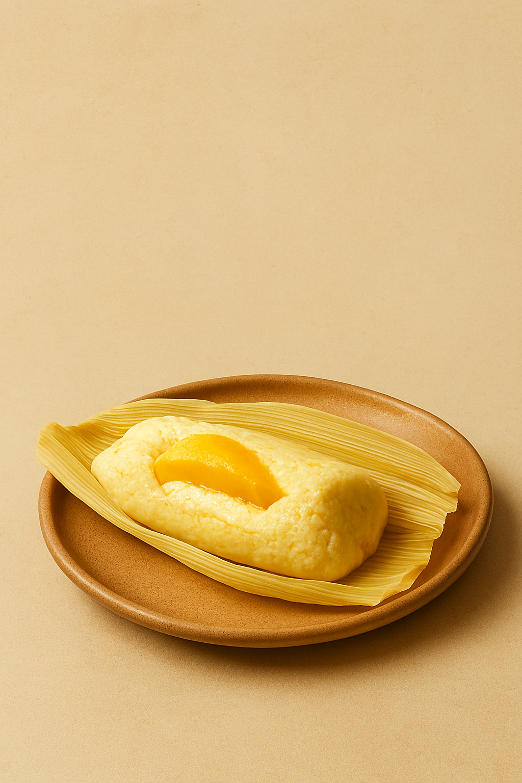 Tamal de queso crema con durazno